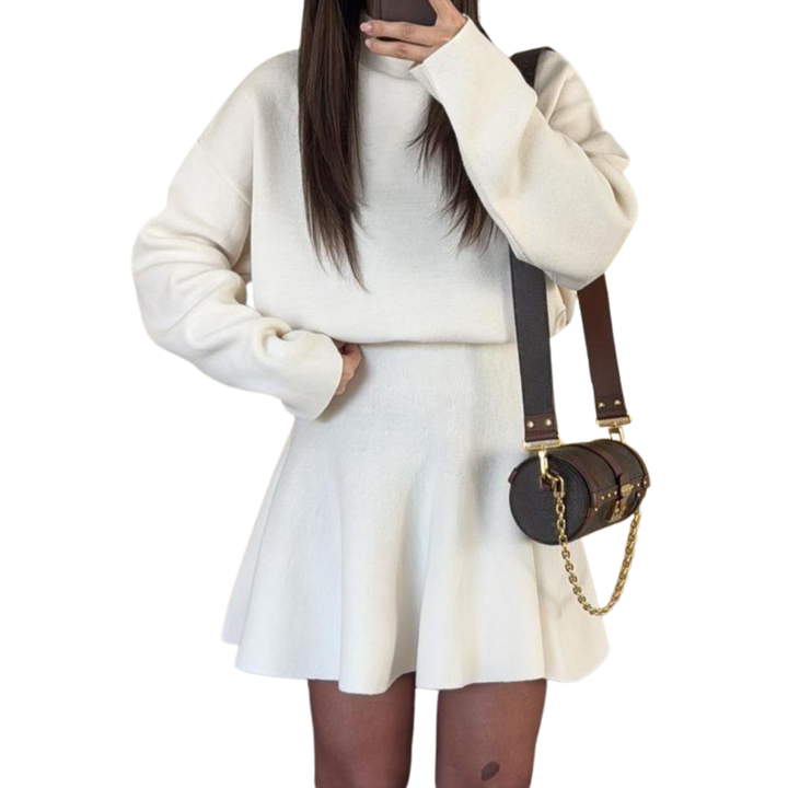 PHOEBE™ - Half-High Neck Loose Fit Knit Sweater Dress
