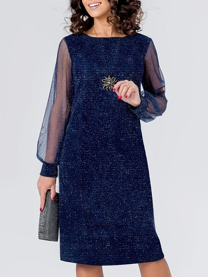 ISLA MESH PATCHWORK LONG SLEEVE DRESS