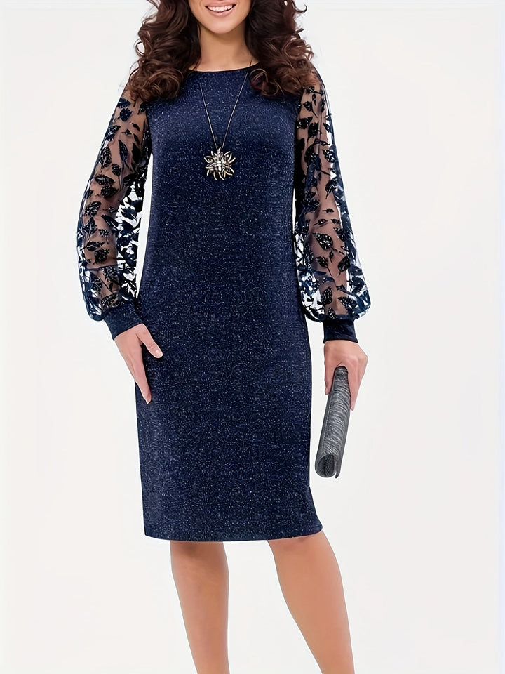 ISLA MESH PATCHWORK LONG SLEEVE DRESS