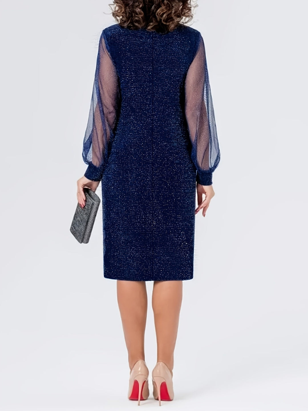 ISLA MESH PATCHWORK LONG SLEEVE DRESS