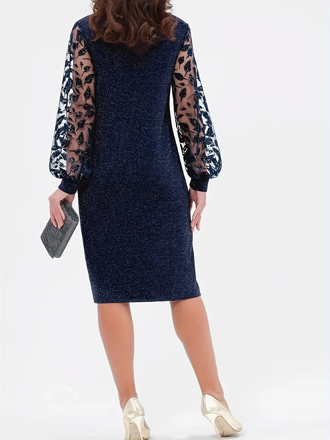 ISLA MESH PATCHWORK LONG SLEEVE DRESS