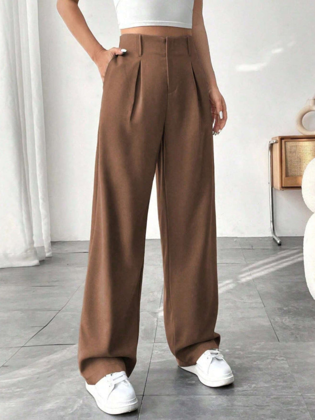 BELISIMA™ – Elegant Pleated Wide-Leg Office Trouser