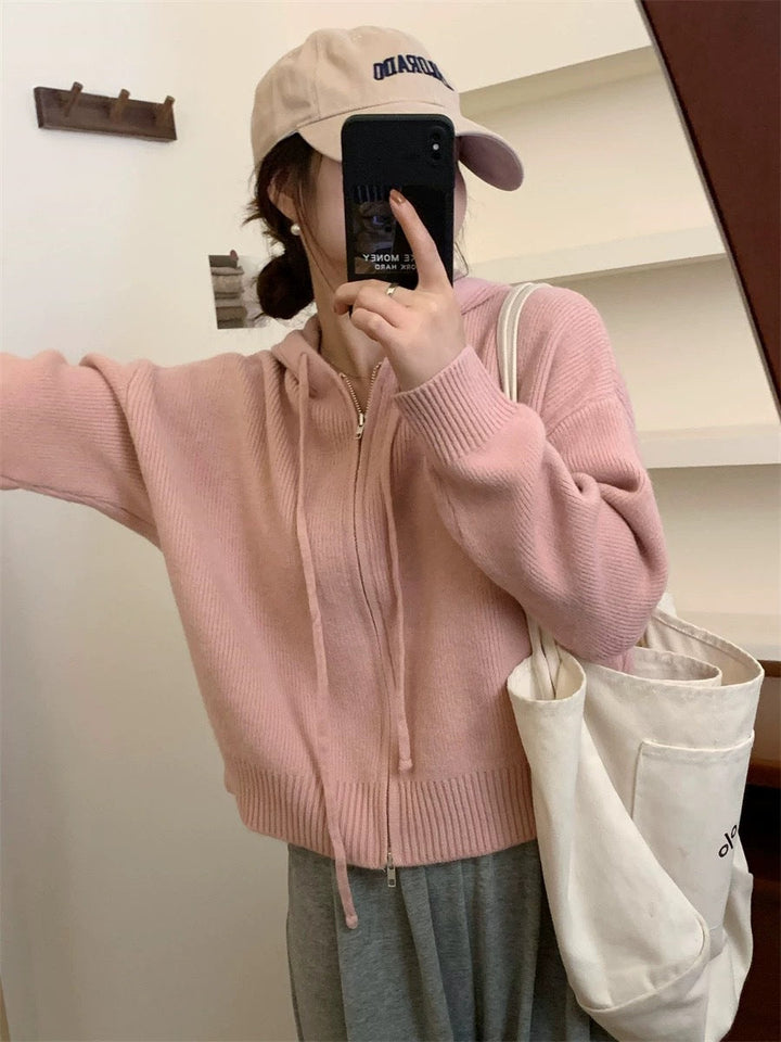 QUESTA™ - Casual Zip Up Long Sleeve Hooded Cardigan